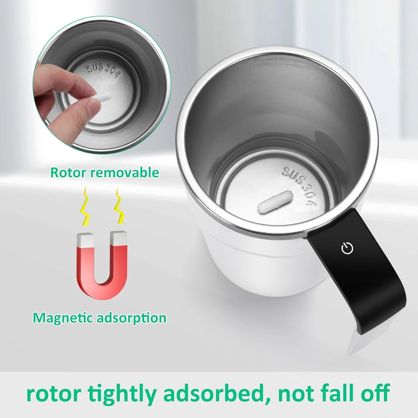 Novixfinds® Smart Temperature Mug: Rechargeable Self-Stirring Cup (12oz)
