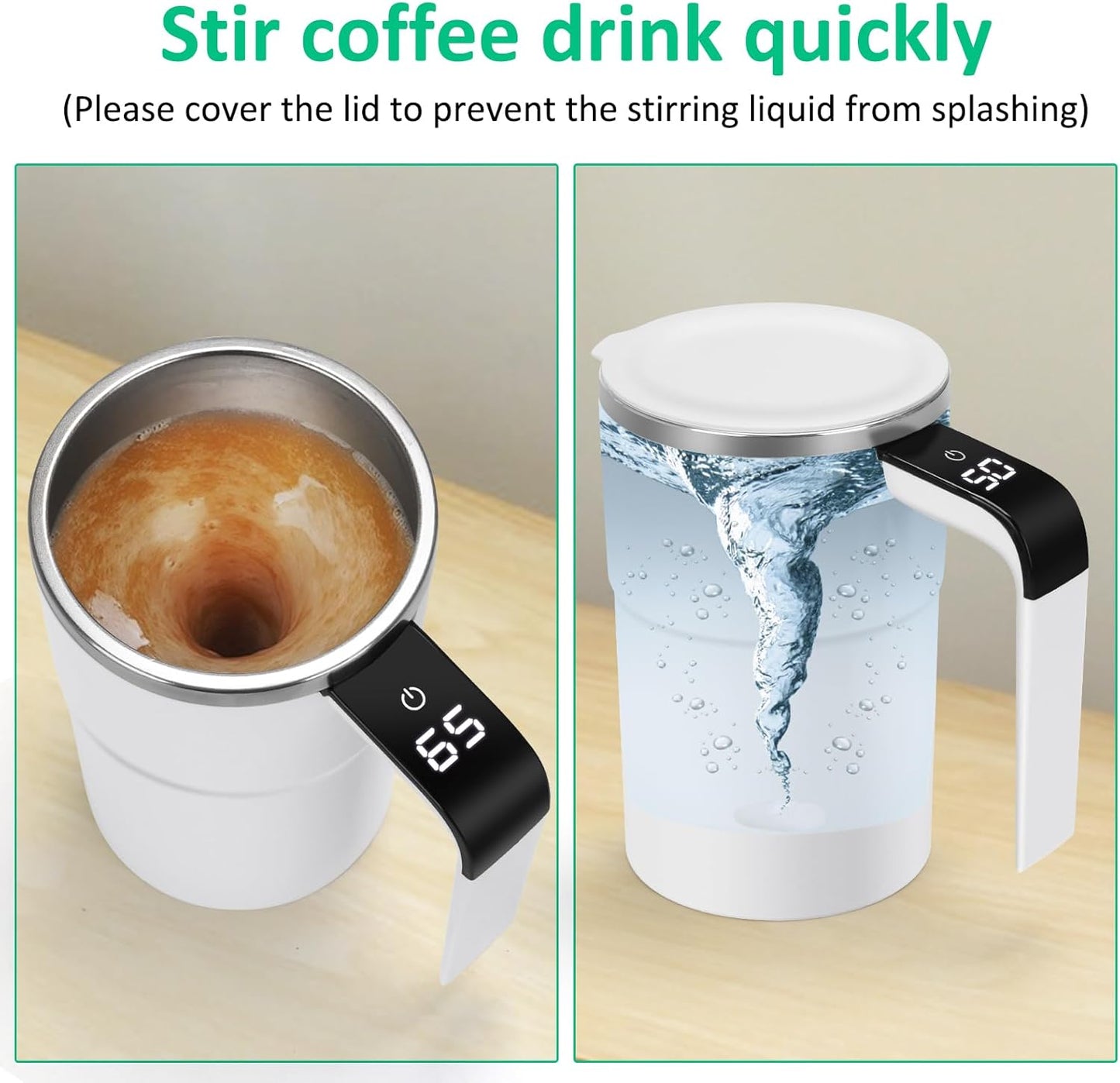 Novixfinds® Smart Temperature Mug: Rechargeable Self-Stirring Cup (12oz)